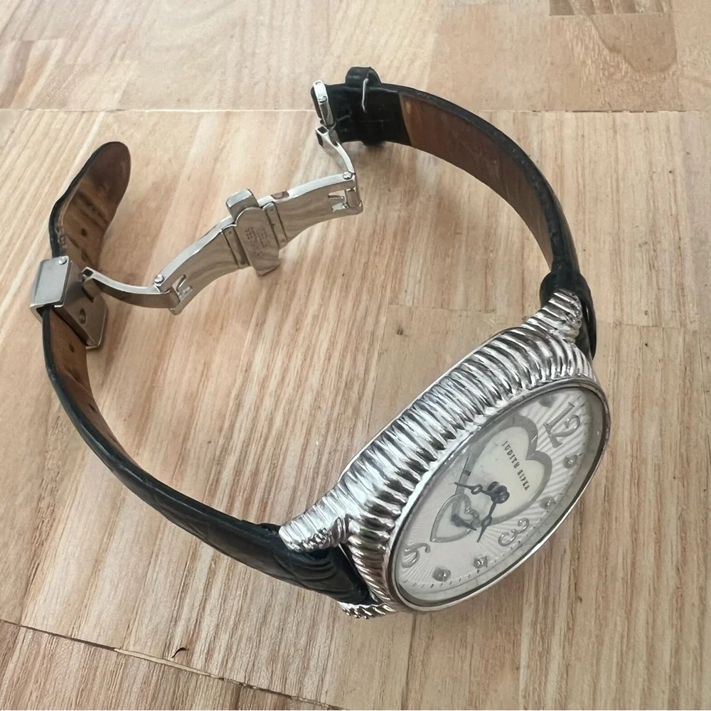 Judith Ripka Sterling Silver Diamonique Mother Of Pearl Hearts Watch NEW BATTERY
